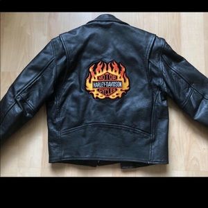 FMC Harley Davidson patch black leather jacket size medium